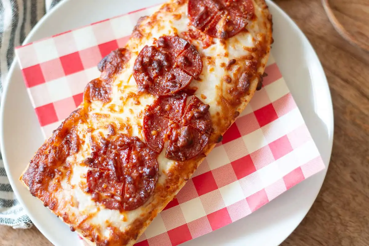 Perfectly cooked air fryer frozen french bread pizza by DiGiorno