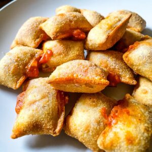 Totino's Air Fryer PIzza Rolls from Frozen on a white plate ready to eat!