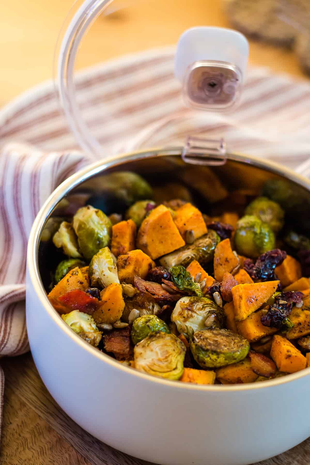 Air Fryer Brussels Sprouts and Sweet Potatoes